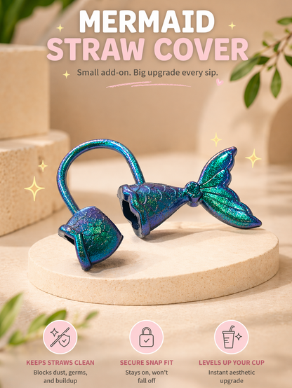 MermaidSeal™ Straw Cover (Leak-Proof • Dust Guard • 8–10mm Fit)