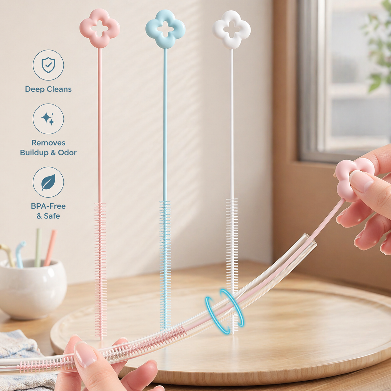 Deep Clean Straw Brush Set – Removes Buildup & Odor from Tumblers