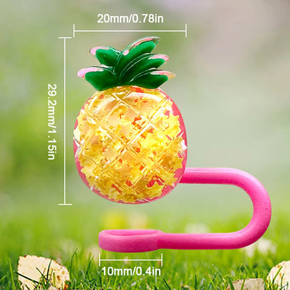 Kawaii Strawberry Straw Toppers – Spill-Proof & Dust-Proof Silicone Caps