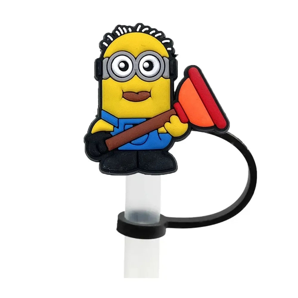 Mini Yellow Character Straw Covers (Fun Cartoon Style)