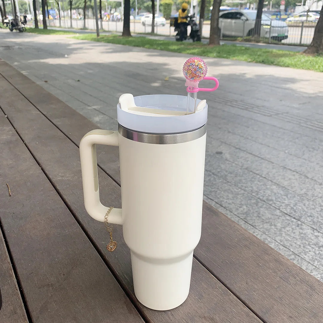 Kawaii Strawberry Straw Toppers – Spill-Proof & Dust-Proof Silicone Caps