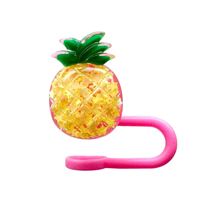 Kawaii Strawberry Straw Toppers – Spill-Proof & Dust-Proof Silicone Caps