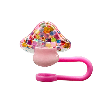 Kawaii Strawberry Straw Toppers – Spill-Proof & Dust-Proof Silicone Caps