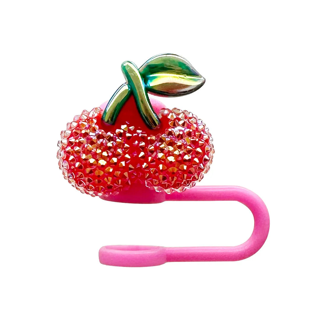 Kawaii Strawberry Straw Toppers – Spill-Proof & Dust-Proof Silicone Caps